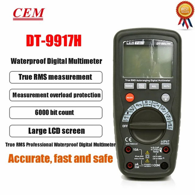 CEM DT-9915H DT-9917H Multimeter Digital High Precision Digital Display Current Voltage Test Capacitance Measurement Waterproof CEM DT-9915H DT-9917H Multimeter Digital High Precision Digital Display Current Voltage Test Capacitance Measurement Waterproof